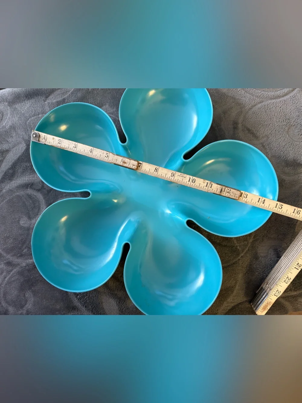 Pier 1 Aqua Retro Melamine Flower Chips/Fruit and Dip Serving Platter OSK